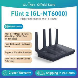 GL.iNet Flint 2GL-MT6000 가정   라우터 8스트림 Wi-Fi 6 기술 OpenWrt 2.5G 이더넷 포트 부모