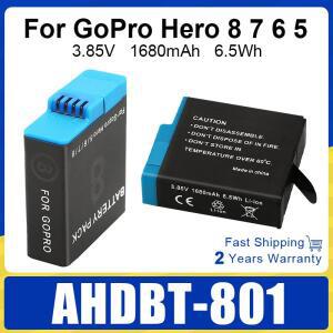 GoPro Hero 8 7 6 5용 1680mAh 리튬 이온 배터리 팩 충전식 모션 카메라 보관