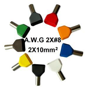 20피스 2x10mm² 게이지 2x8 구리 절연 페룰 케이블매트 카펫 러그 듀얼 인서트 엔드 커넥터 터미널 콜드