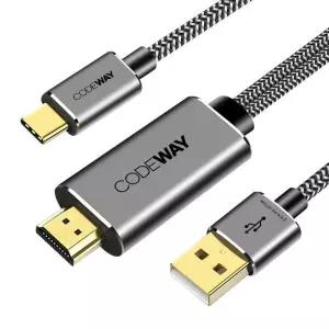 코드웨이 USB C타입 to HDMI 미러링 케이블 충전형 2m 4K 스마트폰 TV 연결
