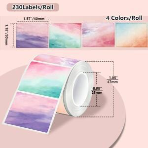 1롤 컬러 라벨 스티커 열전사 용지 (Munbyn Nelko PM220 M110 E210 P50 DETONG P1 WP9520 제조기용)