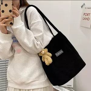 외출 캐주얼 숄더백 데일리 보조가방 코듀로이 에코백 골덴