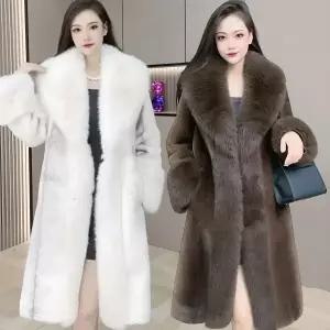 RCLET 여성 밍크털 롱코트 뽀글이 후리스 두꺼운 겨울 아우터 자켓 빅사이즈 퍼 털자켓