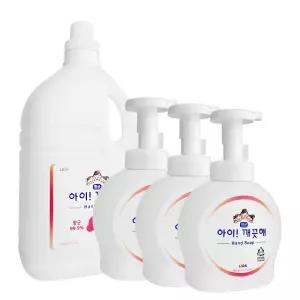 아이깨끗해 대용량 리필 4L+펌프용기 490ml 3개 핸드워시 거품 손세정제