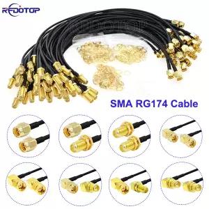 1Pcs RG-174 SMA MaleSMA Female 90도 커넥터 WiFi 안테나 확장 무선 LAN 라우터 용 RF 동축 케이블 피그