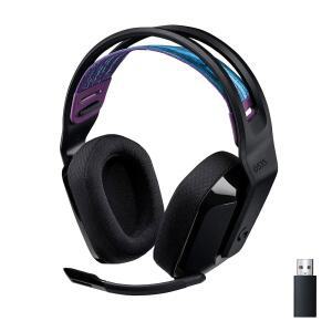 로지텍 G535 라이트스피드 무선 게이밍 헤드셋 - 가벼운 온이어 헤드폰 음소거 마이크 스테레오 USB 충전식 블랙