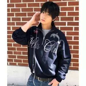 와이케이 WAIKEI 말티클럽 레터링 반집업 맨투맨 네이비