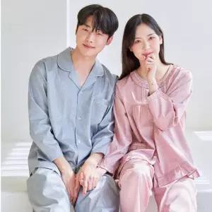 이딜타임 국산 면100% 60수 주자 커플 파자마 홈웨어 세트
