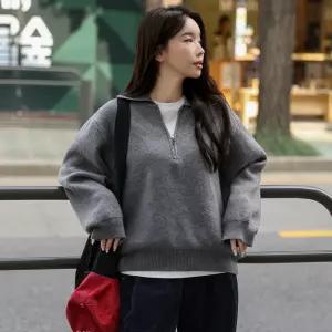 [시크폭스] 레이어 하프집업 카라 니트_63KN2799