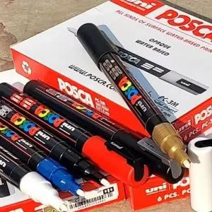 유니 데코펜 포스터마카 포스카-얇은닙 ~1.3mm 6개입 매직 B131C5 1화이트6pcs 수성마카펜
