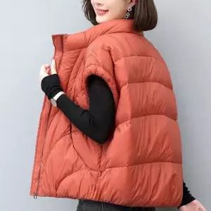여성 겨울 오피스 반팔 경량패딩 점퍼 루즈핏 차이나 베스트 편안한 따뜻한 패딩조끼