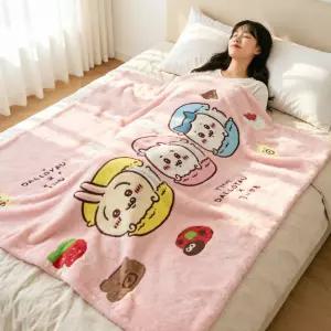 먼작귀 치이카와패턴담요 양털 극세사 무릎담요 포근한 겨울 보온 소프트 치이카와담요 담요 캐릭터 블랭킷