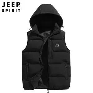 지프스피릿 JEEP SPIRIT 남녀공용 후드 패딩조끼 아웃도어 패딩조끼 모자 후드 탈부착 조끼 패딩 2981