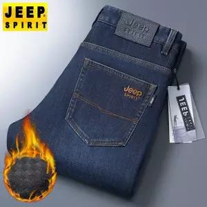 JEEP SPIRIT 남성 겨울 기모 청바지 일자핏 스판 밴딩없는 중년 데님 팬츠