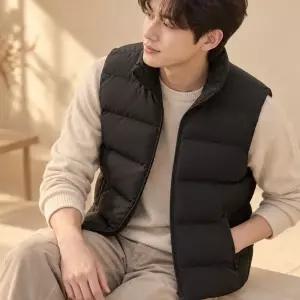 하이넥 패딩조끼 베스트 겨울 3컬러 다운점퍼 남자 베스트패딩 옴므