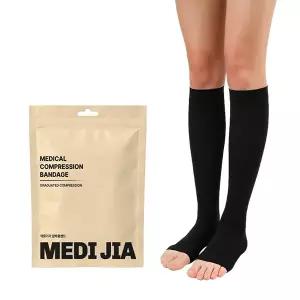 메디지아 의료용 무릎형 발트임 압박스타킹 블랙 압박밴드 다리 혈액순환 붓기완화