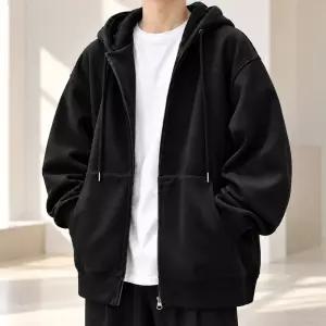 남녀공용 오버핏 기모 후드집업 루즈핏 겨울 아우터 캐주얼 후드자켓 95(2XL)-110(5XL) 2컬러