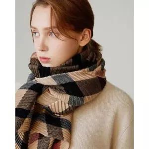 [NS홈쇼핑]DCSC6F581W3 닥스 [WOOL100%] 브라운 체크 울 플리츠 스카프겸 머플러..