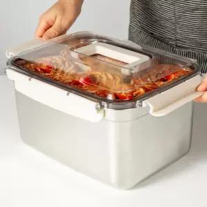스텐 보관용기 6.6L 손잡이형 대용량 주방 식품 김치 반찬 수납통 1개