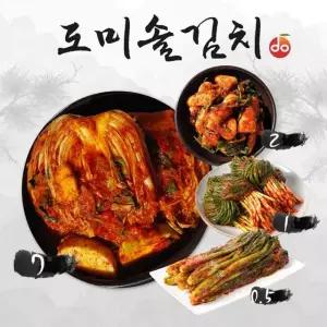 도미솔 김치 4종 포기김치 7kg+총각김치 2kg+파김치 1kg+갓김치0.5kg(총 10.5kg)