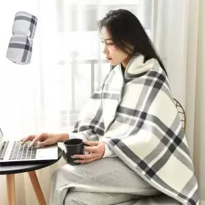 무릎 어깨담요 체크무늬 망토 안감 극세사 똑딱이 숄 털 담요