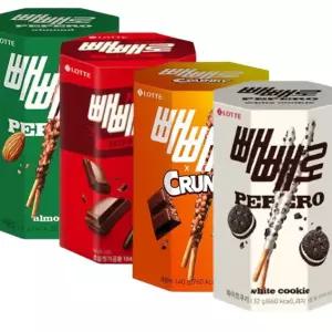 롯데 빼빼로 팔각 4종 4개(초코184g+아몬드132g+크런키140g+화이트쿠키132g) 대용량