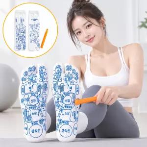 유리 지압양말 혈자리 발바닥 건강 마사지 지압점 오장육부 한글 그림 표시 지압봉 세트