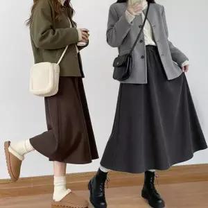 코듀로이 기모 플레어 롱스커트 6color / 골덴치마 스판 골지 밴딩 A라인 겨울 롱치마