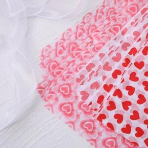 50x66cm 하트 티슈 페이퍼 꽃 10 시트 발렌타인 데이 DIY 수집 여자 친구 웨딩 장식 빨간색 포장지