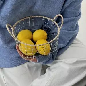 북유럽 와이어 짠 바구니 편리한 철 보관 휴대용 주방 과일  소품