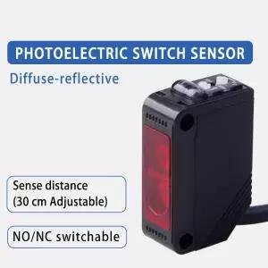 BXUAN E3Z 적외선 확산 반사 광전 스위치 센서 NPN PNP NO+NC Sn 10cm-30cm 렌즈 광학