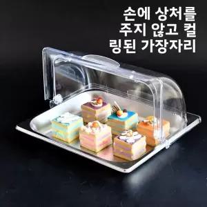 샘플 냉장 요리 진열 신선도 유지 상자용 스테인리스 트레이 커버 투명 이중 플립 과일 바구니