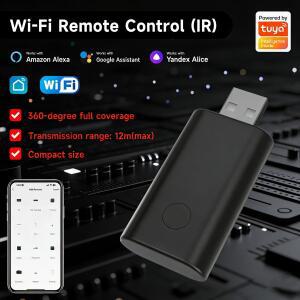 와이파이 IR 리모컨 최대 전송 거리 12m 360 ° 풀 커버리지 투야 USB 적외선 송신기 TV 에어컨 선풍기 조