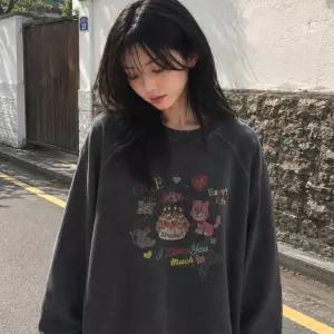 러브 프렌즈 피그먼트 레글런 맨투맨 스모크블랙