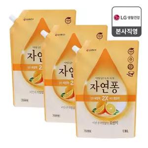 [엘지생활건강]자연퐁 주방세제 오렌지 리필 1.18L X 3개