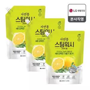 LG생활건강 자연퐁 스팀워시4X 주방세제 리필형 1L 레몬향 x 3개