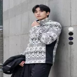 이지바이 스노우캐치 남성 눈꽃 패턴 기모 플리스 자켓(M4WJ17)