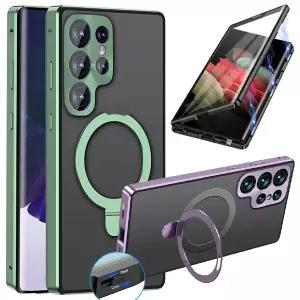 갤럭시S26 S25 S24 S23 S22 울트라 마그네틱 메탈 풀커버 맥세이프 링 반투명 하드 거치대 핸드폰 케이스