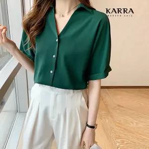 KARRA (88까지)딥그린오픈블라우스_A3F0984