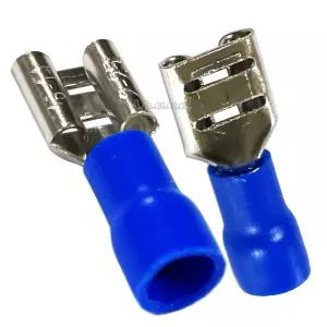 6.3mm 절연 PG 신주 배선 전선 연결 터미널 압착 단자 커넥터 16-14AWG 2.5SQ 15A 파랑 2개