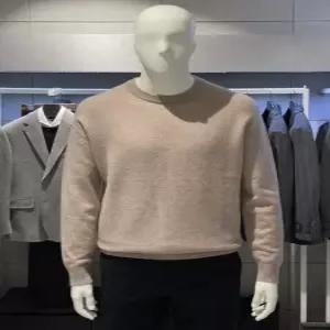 트루젠 남자 메리노울100 프리미엄 라이트베이지 라운드넥 스웨터 남성 비지니스 캐주얼 니트