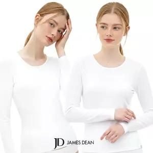 제임스딘 여성 발열 내복 상의 긴팔 여자 내의 모달 티셔츠 9부 겨울 흰색 JHWIB009