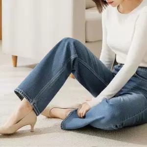 [에피소드블랑] 여성 세미와이드 기모청바지 통청바지