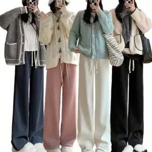 코듀로이 골덴바지 코디 여성 와이드 팬츠 밴딩 기모 따뜻한 일자핏 여자겨울바지 6color