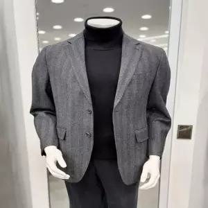 남자 기본핏 겨울 프리미엄 울 100 헤링본 패턴 그레이 캐주얼 콤비 자켓JK