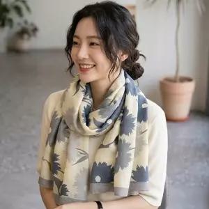 여성 스카프 간절기 머플러 플라워 어깨숄 롱스카프