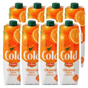 롯데칠성음료 델몬트 콜드 100% 오렌지 1L x 8팩 (페트병 900ML 리뉴얼상품 출고)