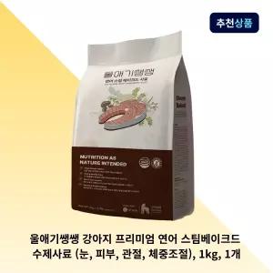 울애기쌩쌩 강아지 프리미엄 연어 스팀베이크드 수제사료 (눈, 피부, 관절, 체중조절), 1kg, 1개
