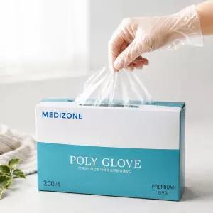 메디존 일회용 위생장갑 폴리글러브 Poly Glove 폴리글로브 200매, 1개