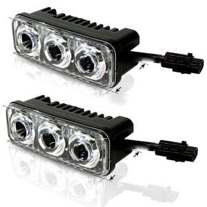 2pcs LED 자동차 조명 12V 슈퍼 화이트 3 작업등 주간 주행등 키트 브래킷 볼트 포함